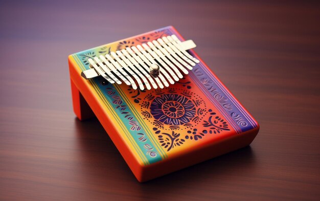 Pianoforte colorato Kalimba su sfondo bianco