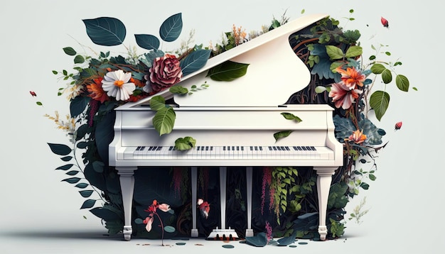 Pianoforte e floreale IA generativa