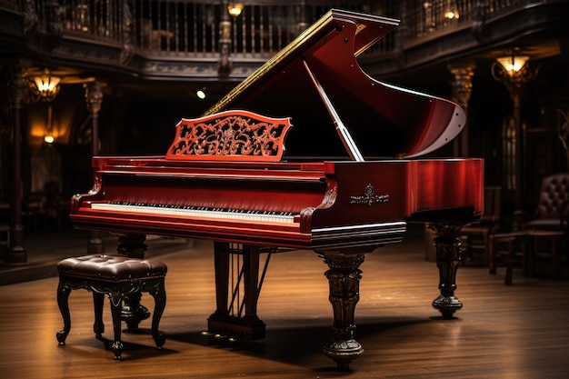 Pianoforte nella sala da concerto IA generativa