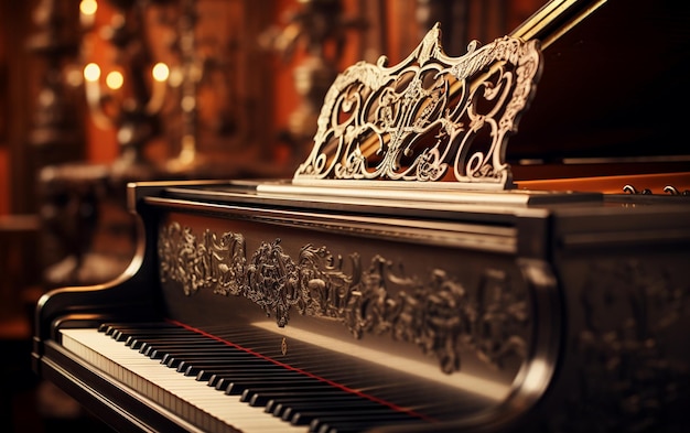 Pianoforte vintage svelato dall'eleganza