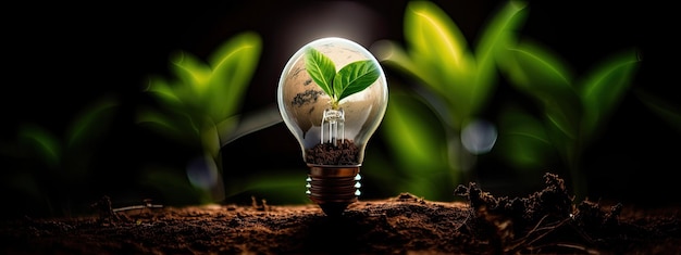 Pianta che cresce all'interno della lampadina Green Earth Concept Background