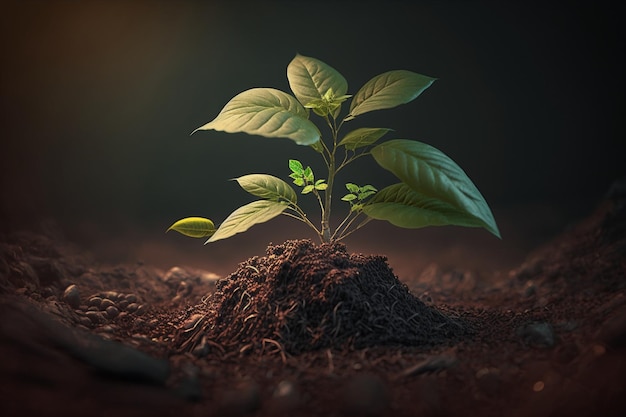 Pianta che cresce in terreni agricoli o foreste con luce solare durante il giorno La pianta sta crescendo Giornata mondiale della terra