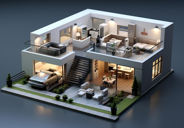 Pianta dell'appartamento 3d Render