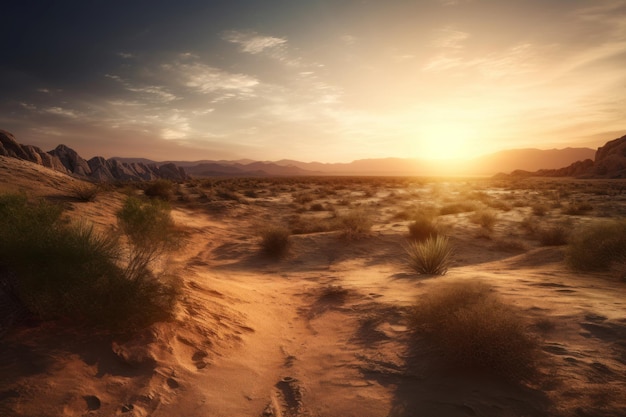 Pianta della scena del deserto al tramonto Genera Ai