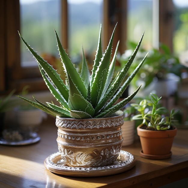 Pianta di Aloe Vera isolata in un comune ambiente interno