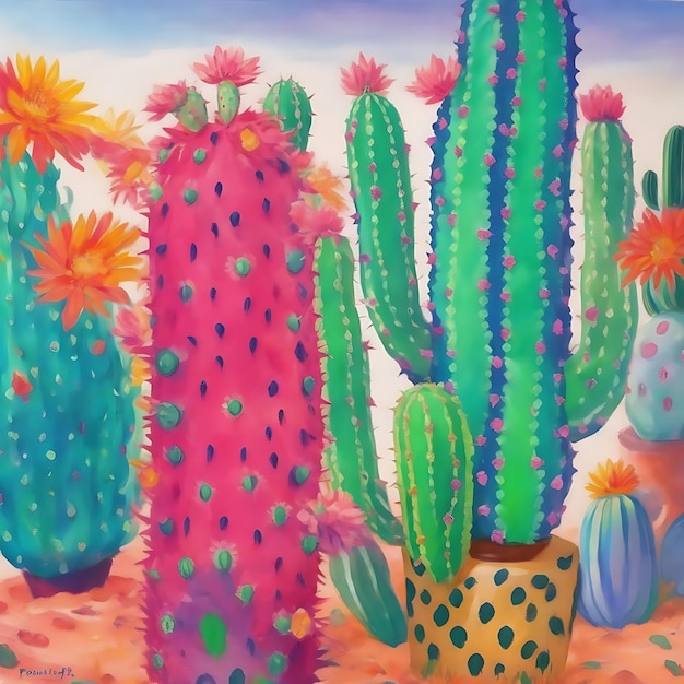 Pianta di cactus dei cartoni animati di intelligenza artificiale generativa