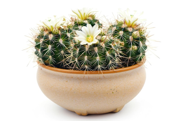 Pianta di cactus in fiore in un vaso d'argilla