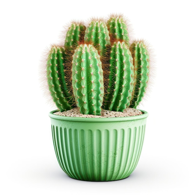 Pianta di cactus in vaso isolata su uno sfondo bianco pulito