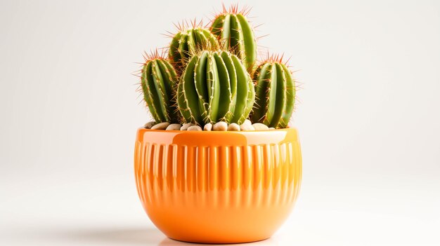 Pianta di cactus su una pentola su sfondo bianco