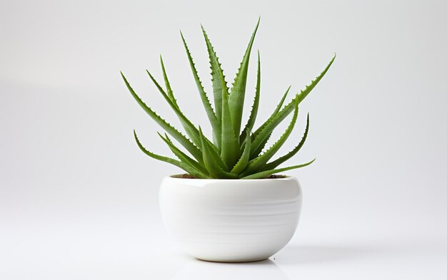 Pianta di ciliegia di Aloe Vera su sfondo bianco puro