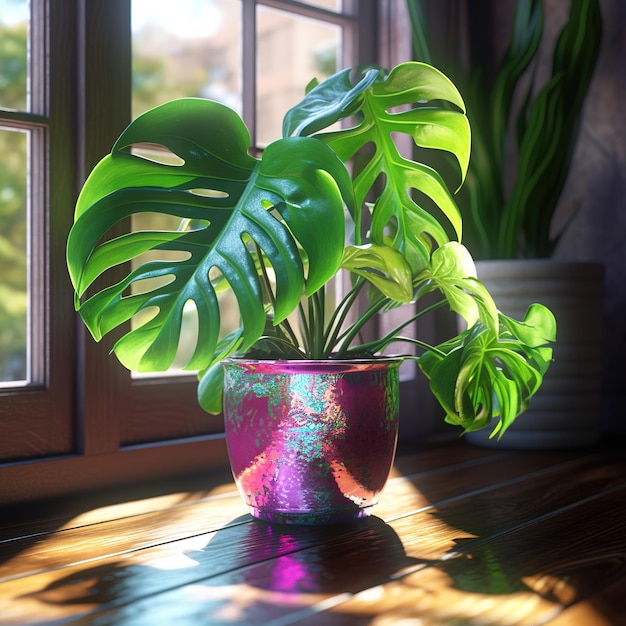 pianta di monstera in vaso