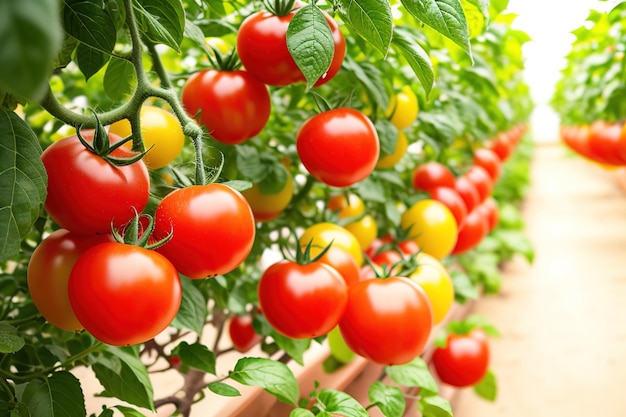 Pianta di pomodoro matura che cresce in serra Generativo ai