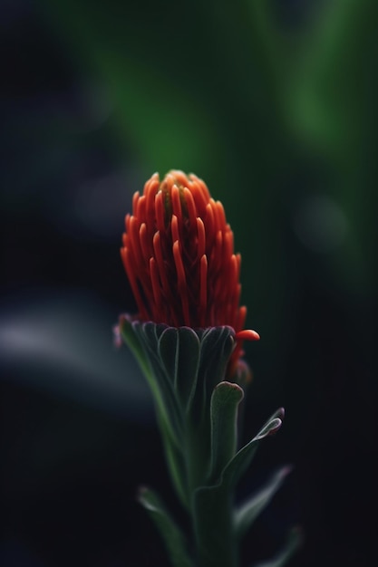 Pianta esotica nella foresta pluviale Vibrante fiore rosso arancio