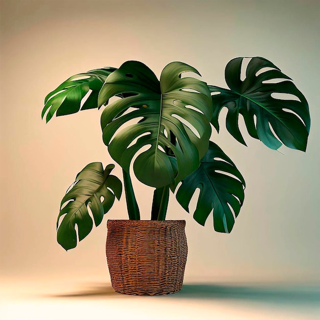 Pianta monstera con vaso