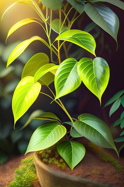 Pianta rampicante che cresce nell'edera dorata del diavolo selvatico, pothos climbingi