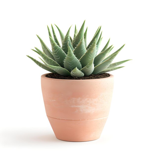 Pianta succulenta verde lussureggiante in pentola di terracotta su sfondo bianco perfetta per l'AI di decorazione minimalista