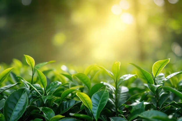 piantagione di tè a foglia verde lascia lo sfondo