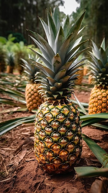 Piantagioni di ananas sull'isola di Bali Indonesia Gli ananas crescono sul terreno ai generativo