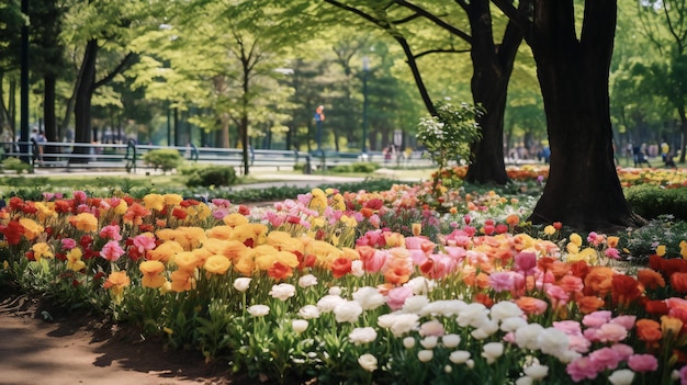 piantagioni di fiori colorati nel parco