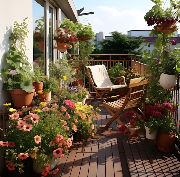 piante da vivaio sul terrazzoterrazzo giardino