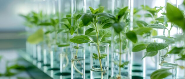 Piante di laboratorio biotecnologiche eco-friendly che crescono da proiettili che simboleggiano l'innovazione verde