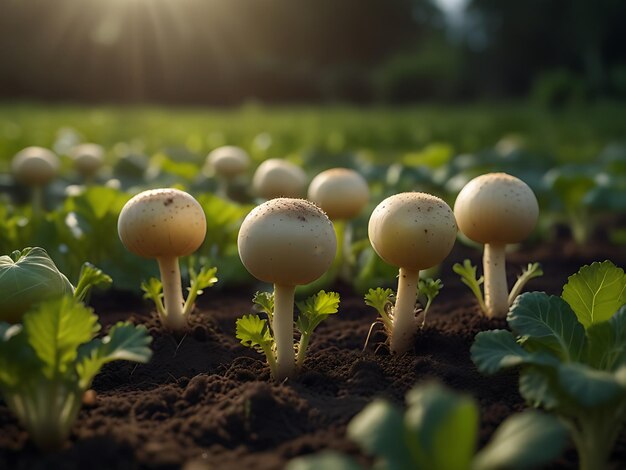 Piante di rapa in un giardino generativo ai