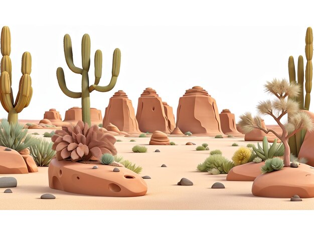 piante secche del ritaglio di scena del deserto con rocce isolate sul banner di sfondo trasparente