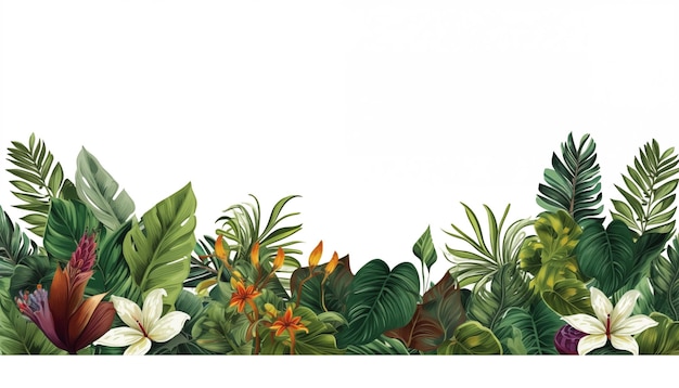 Piante tropicali isolate su sfondo bianco botanico