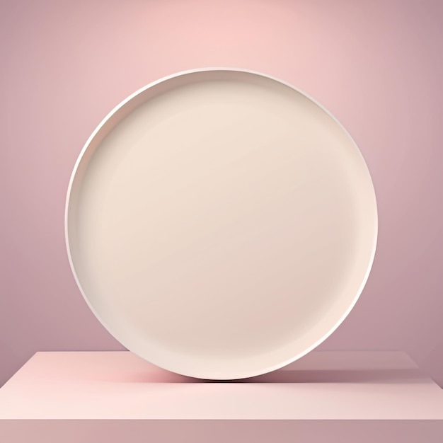 Piastra rotonda vuota su sfondo rosa 3D rendering mock up