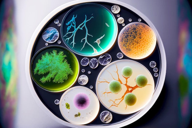 Piastre Petri con colonie di lievito per la ricerca medica