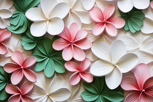 Piastrella 3D con fiori tropicali bianchi, verdi e rosa