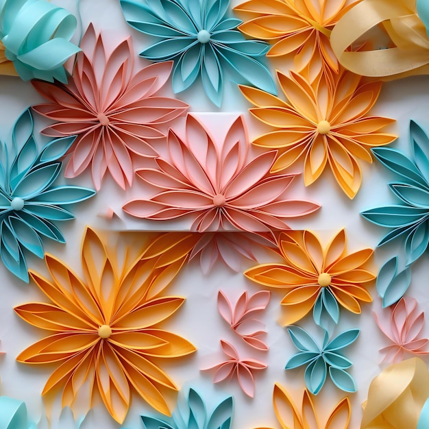 Piastrella senza cuciture con motivo a involucro di carta quilling di carta