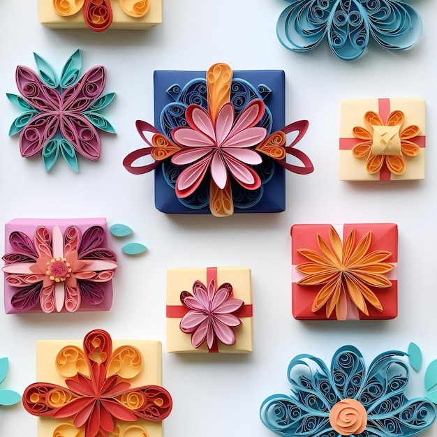 Piastrella senza cuciture con motivo a involucro di carta quilling di carta