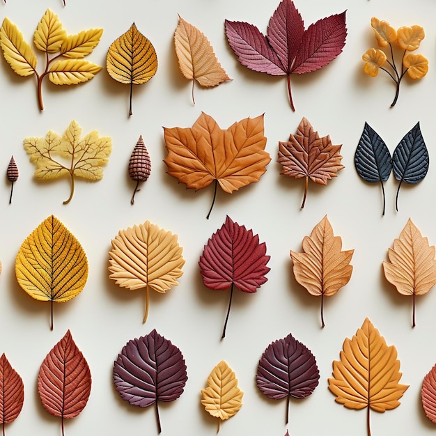 Piastrelle a disegno senza cuciture di foglie d'autunno create con IA generativa