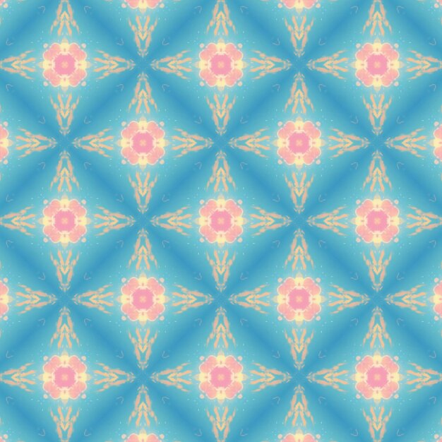 Piastrelle azulejo in ceramica di colore decorativo Vector seamless pattern acquerello Design moderno Ornamento etnico folk blu per stampa web sfondo texture di superficie asciugamani cuscini carta da parati