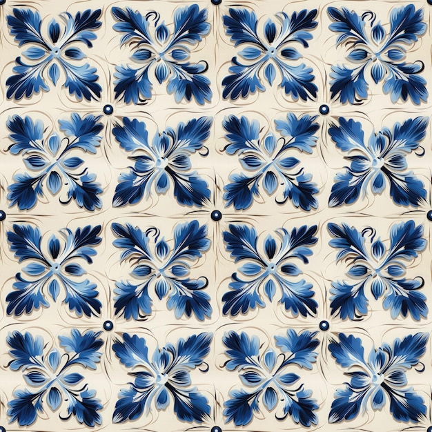 Piastrelle di ceramica con fiori blu