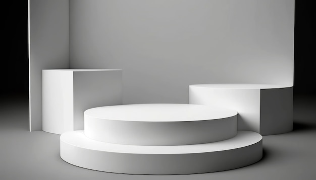 Piattaforma bianca 3D per la presentazione dei prodotti Spazio vuoto per foto commerciali in studio