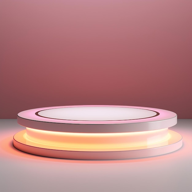 Piattaforma circolare luminosa sul tono rosa