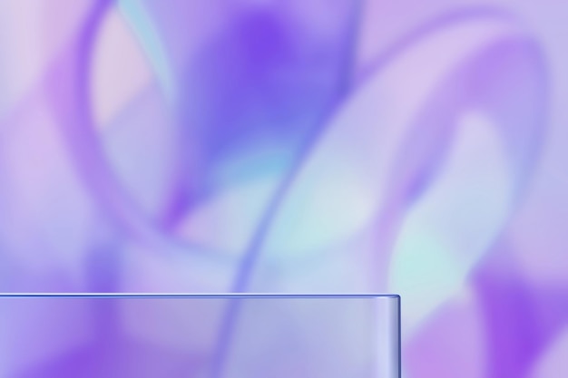 Piattaforma di vetro su sfumatura di sfocatura color arcobaleno Sfondo astratto per la presentazione del prodotto