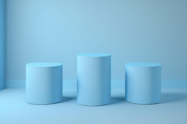 piattaforma di visualizzazione del prodotto del piedistallo del podio del cilindro blu per lo sfondo del posizionamento del prodotto