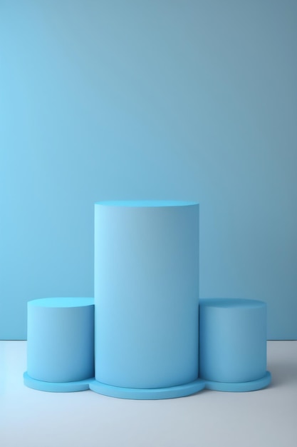 piattaforma espositiva del prodotto con piedistallo a podio a cilindro blu per lo sfondo del posizionamento del prodotto