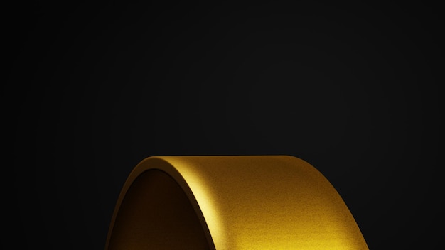 Piattaforma vuota dorata per la vetrina del prodotto, mockup del podio dell'anello d'oro con rendering 3d o display del piedistallo