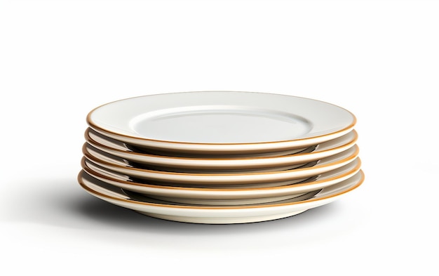 Piatti da pranzo eleganti isolati su sfondo bianco AI generativa