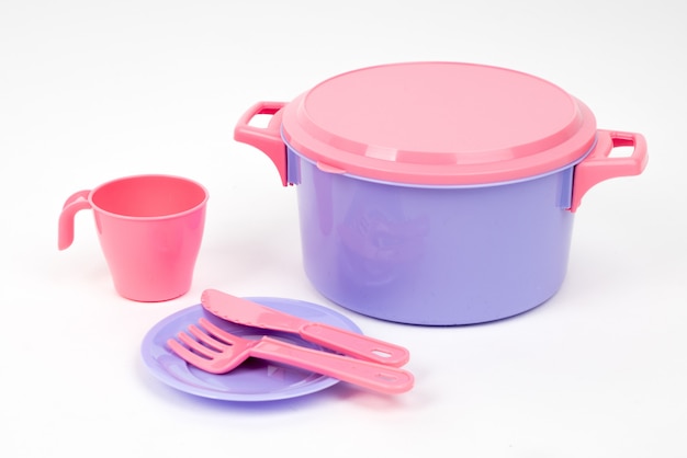 Piatti in plastica per bambini di colore rosa e lilla