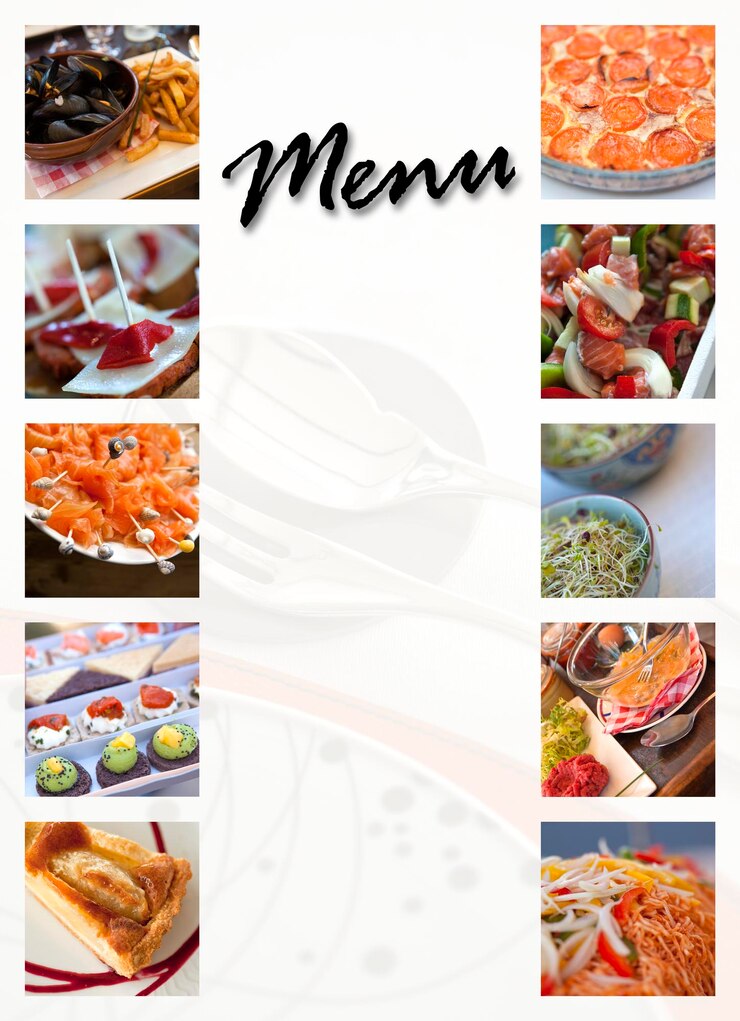 Foto piatti su un menu