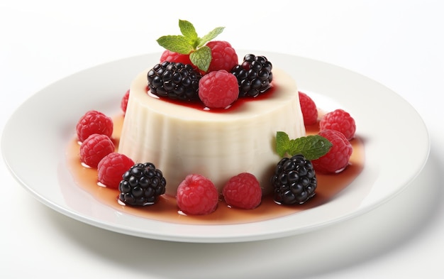 Piatto bianco con dessert con frutta