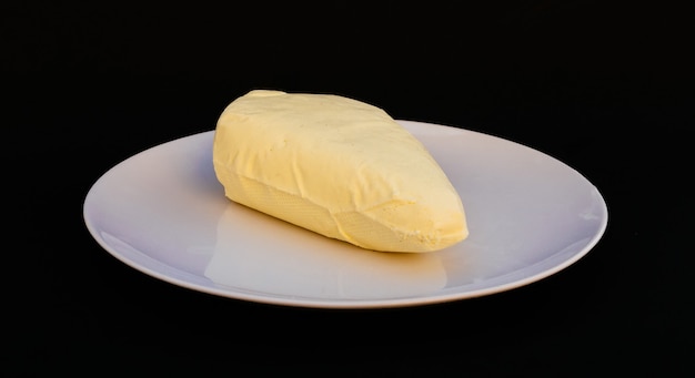 Piatto bianco ricotta organico calcio proteine fresche