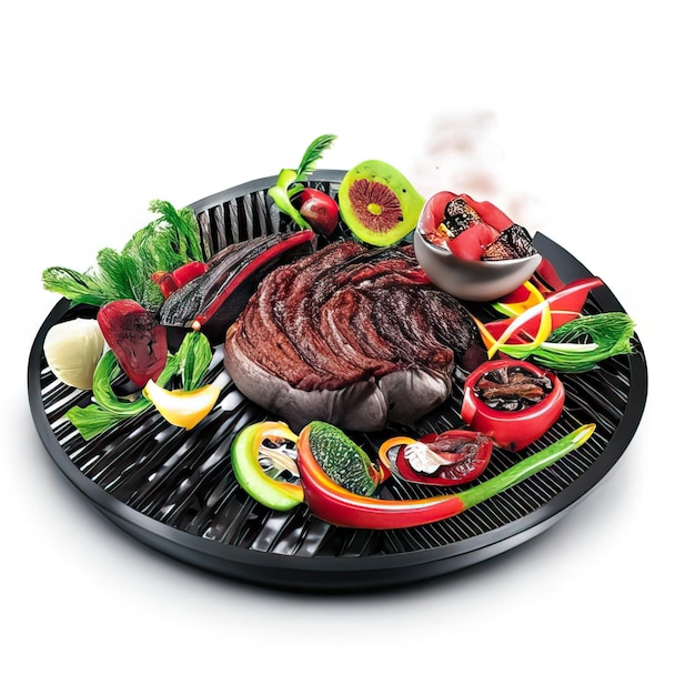 Piatto da barbecue con carne e verdure