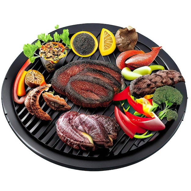 Piatto da barbecue con carne e verdure