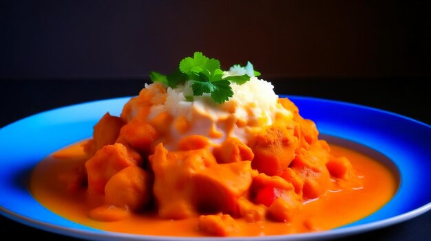 Piatto del ristorante Chicken Tikka Masala su un piatto